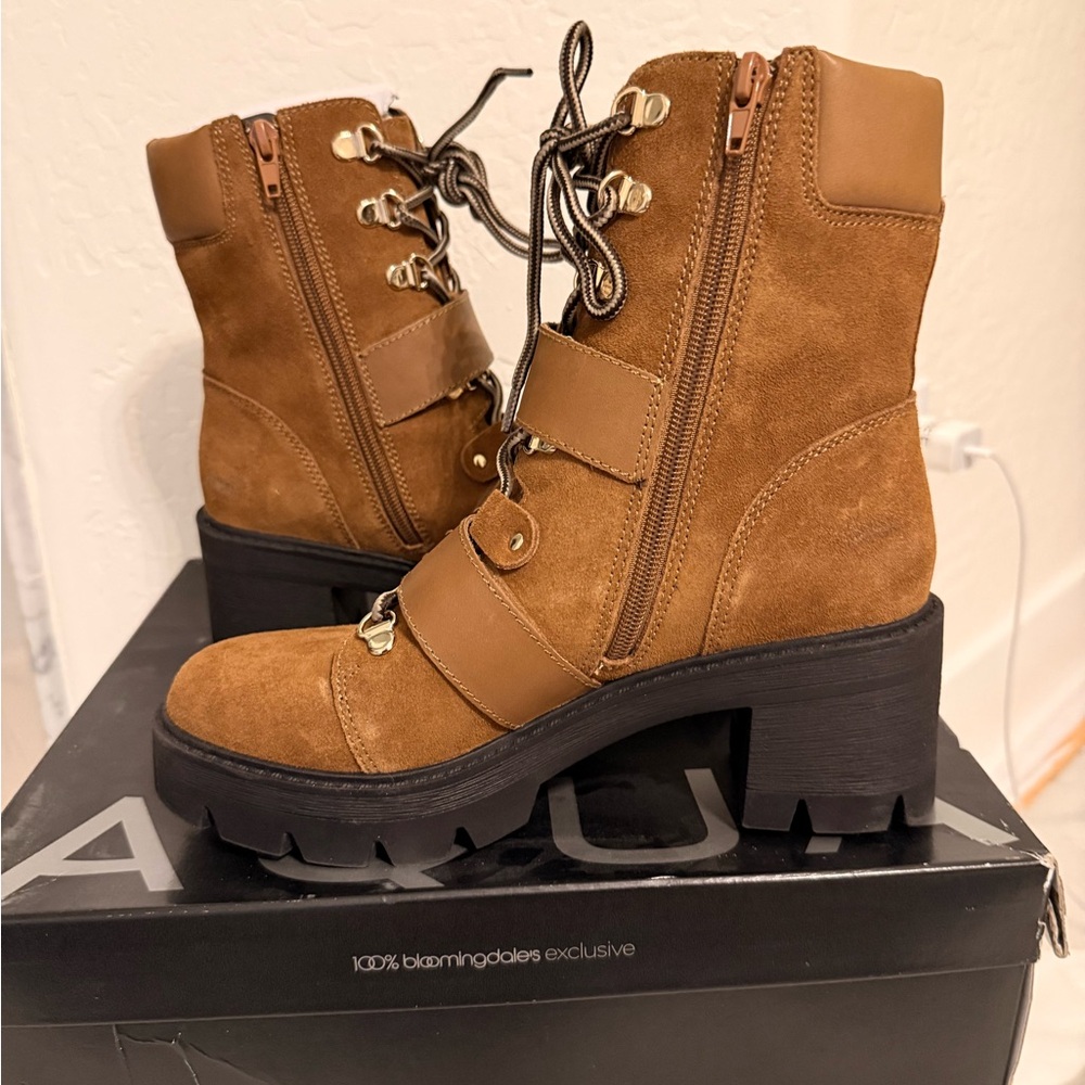 Aqua Women's Genie Buckle Hiker Boots Cognac size 8 - Picture 7 of 14